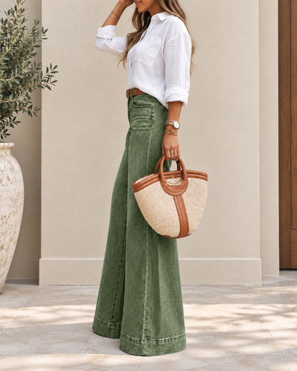 Roberta - Jeans eleganti a vita alta con gamba extra larga