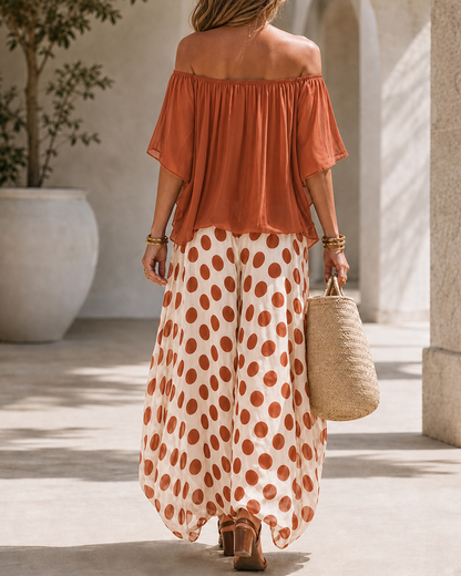 Beatrice - Completo fluido a pois con spalle scoperte