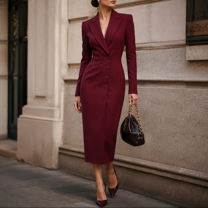 Rosetta - Abito blazer elegante asimmetrico con un'unica fila di bottoni da donna