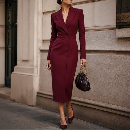 Rosetta - Abito blazer elegante asimmetrico con un'unica fila di bottoni da donna