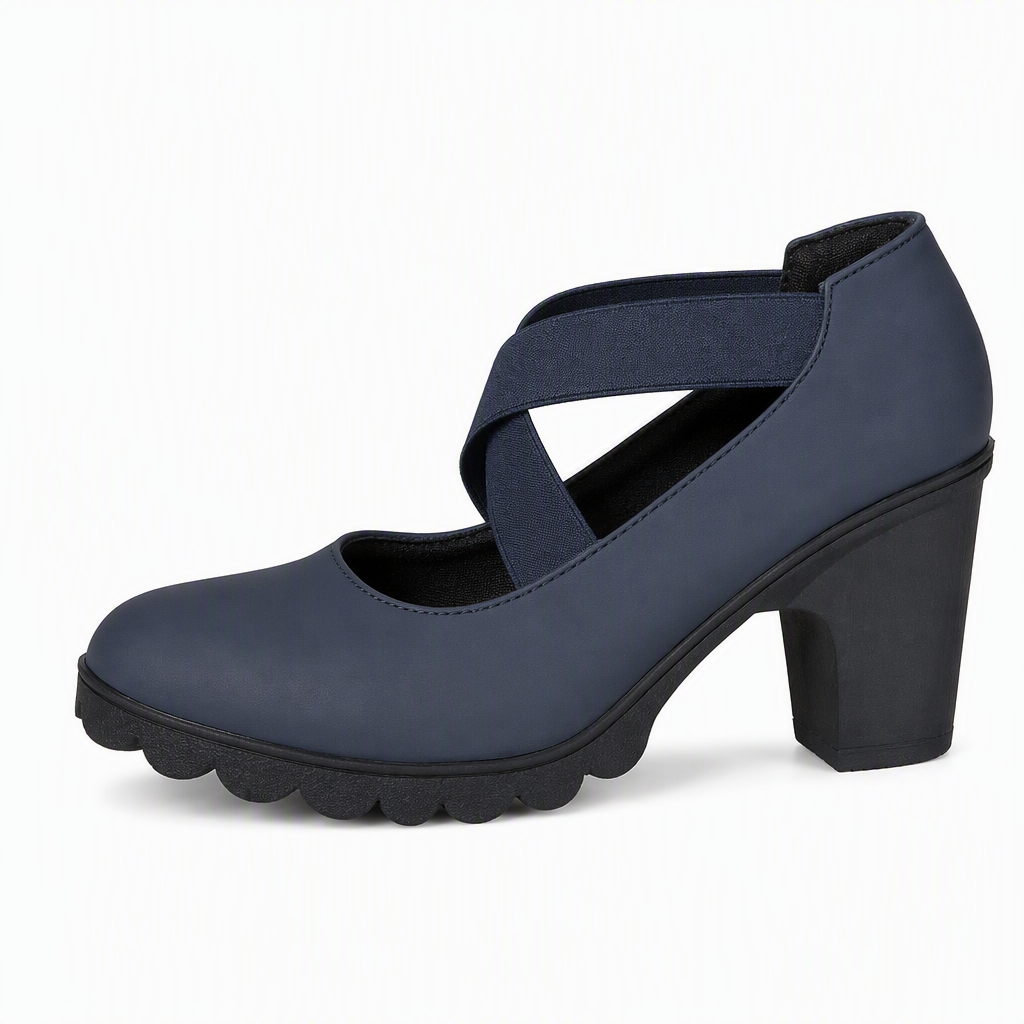 Vittoria - Scarpe Mary Jane da donna con punta arrotondata, cinturini incrociati, tacco grosso, plateau e tacco alto con aperture